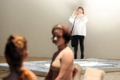 Stef Elrick & Laura McGee performing 'The Politics of Competition/Compensate' at Ambition by Instigate Arts at HOMEmcr on Saturday 9th July 2016 (with Sarah Perks)